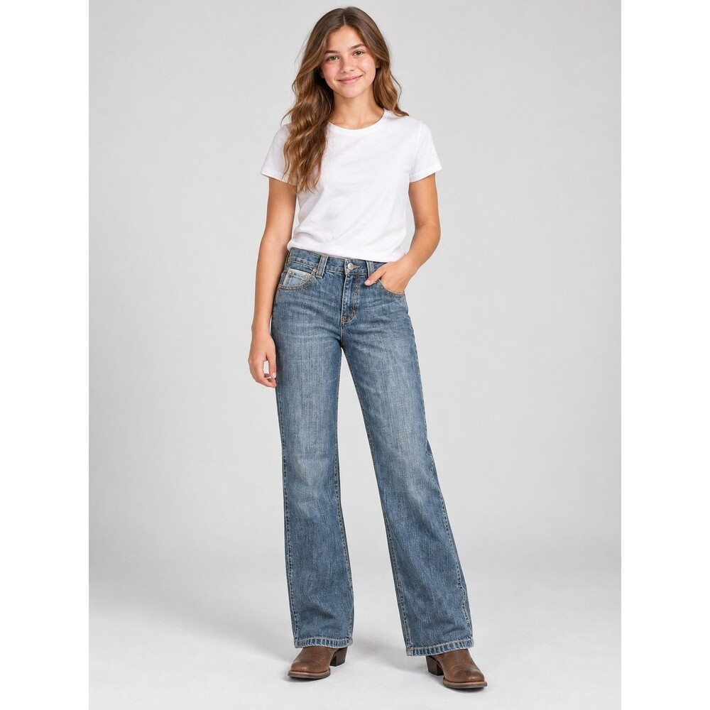 Wrangler Jeans Youth Sz 14 Regular Blue Classic Straight Slim Girls Medium Wash